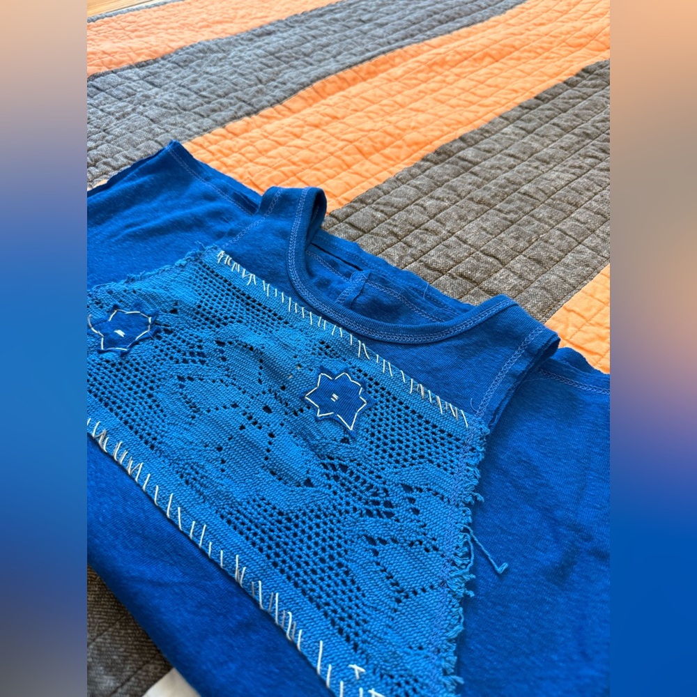 Free people Blue Lace Tank Top